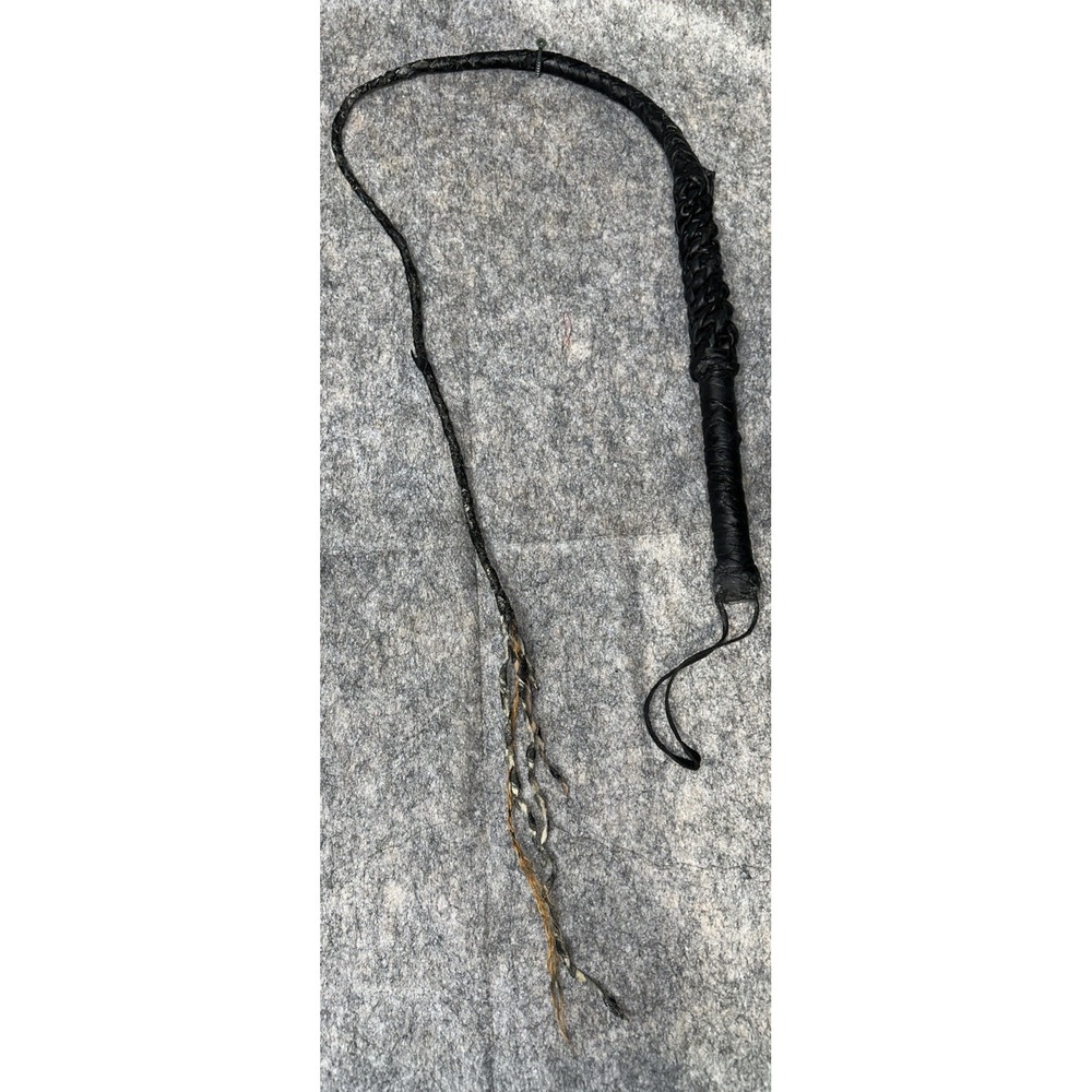 Braided Black‎ Leather Bull Whip -READ (53)